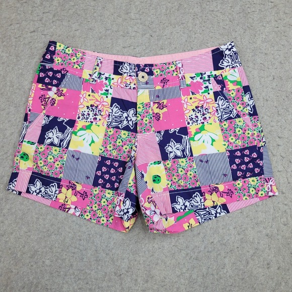Lilly Pulitzer Women's Callahan‎ Shorts 2 Pink Patchwork Floral Preppy - Picture 1 of 8